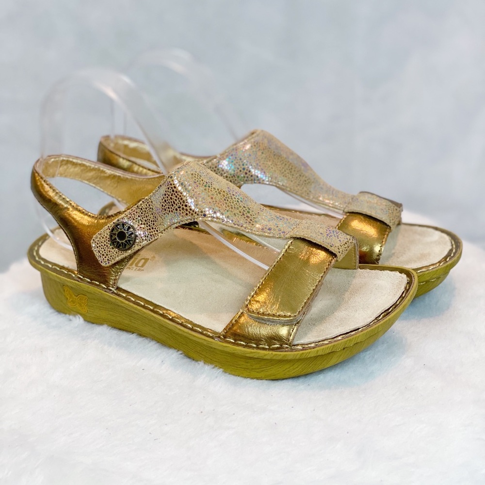 Alegria Kendra Gold Leather Sandals
